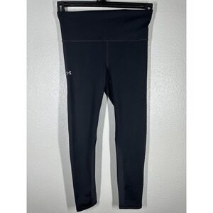 Under Armour Leggings Womens Small Black Cropped Fitted Mesh Panel Yoga Athletic